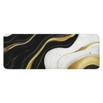 Black White Gold Marble Pattern Kitchen Rug Mat,Kitchen Runner Rugs Non Skid Washable,Decorative Kitchen Floor Mats for Kitchen,Sink,Laundry,17"x47.2"