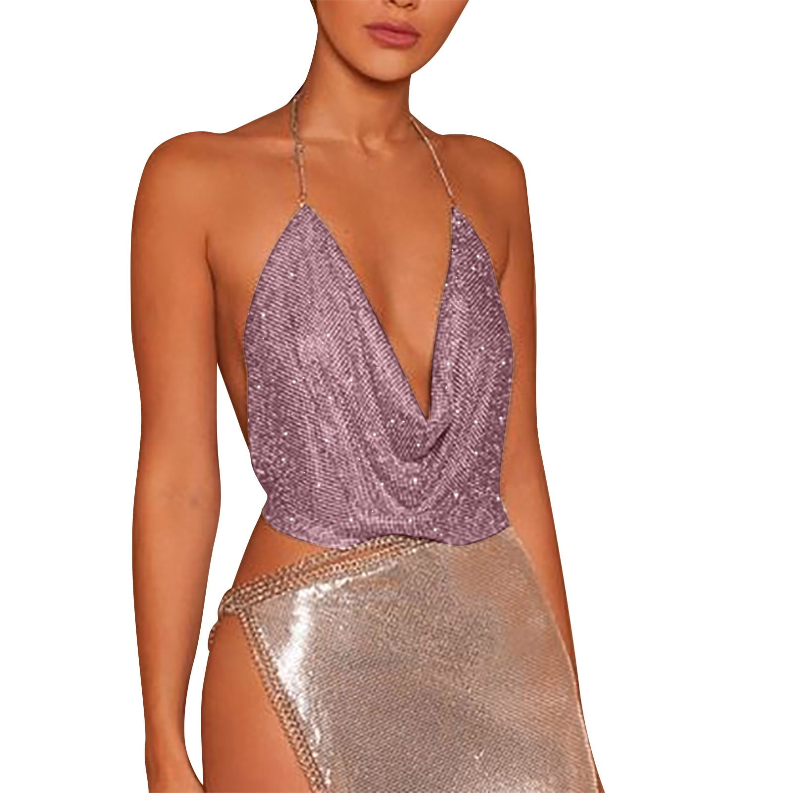 専用です！DIANTE Rhinestone halter neck tops LOREN RHINESTONE HALTER NECK TOP IN SILVER – AKIRA