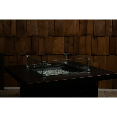 Fire Sense - Tempered Glass Wind Guard for Square LPG Fire Pits - Clear