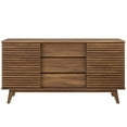 thumbnail image 4 of Contemporary Modern Urban Designer Living Room Lounge Club Lobby Media TV Stand Storage Buffet Sideboard, Wood, Natural Walnut Brown, 4 of 9