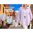 thumbnail image 4 of Cuteduck Women's Plus Size Bow Print Oversized Boyfriend Shirt Fall Spring Long Sleeve Turn-Down Collar Casual Button Down Blouse 1X-4X, 4 of 9