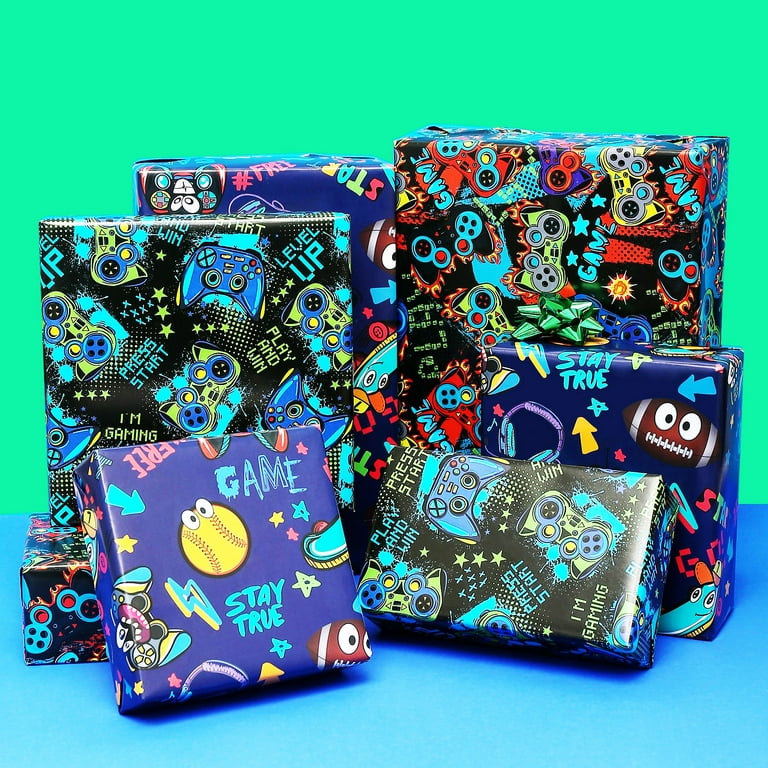 Birthday Gift Wrap Wrapping Paper for Boys, Girls, Adults. 6 Cute & Fu