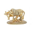 thumbnail image 2 of Metal Kamdhenu Cow with Calf Statue for Good Luck Spiritual Showpiece Figurine Sculpture (Gold, Standard Size), 2 of 2
