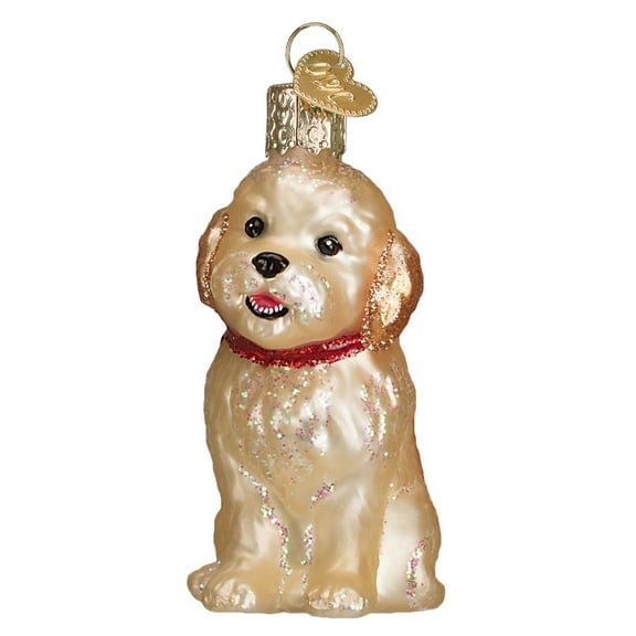 Old World Christmas Handmade Cockapoo Puppy Dog Glass Ornament, Glass Multicolor