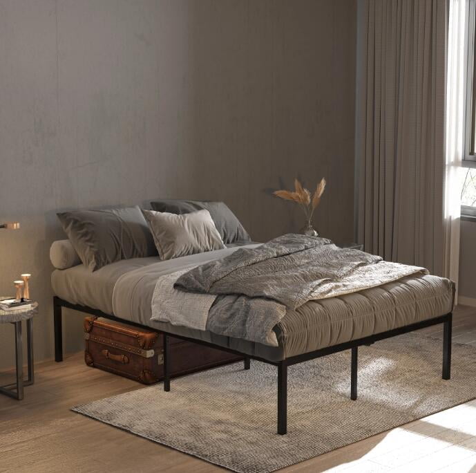 Yoneston Heavy Duty Queen Size 18" Metal Platform Bed Frame with Under-Bed Storage No Box Spring Required, Black