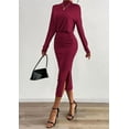 thumbnail image 4 of PRETTYGARDEN Turtle Neck Dresses for Women Fall Knit Outfits Slit Elastic Waist Long Sleeve Bodycon Midi Sweater Dress, 4 of 9