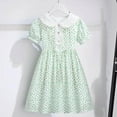 thumbnail image 2 of Ugoldhm Girls' Retro Floral Print Pleated Dress Short Sleeve, Summer Casual, Collared Princess Style Sizes 4-17, 2 of 3