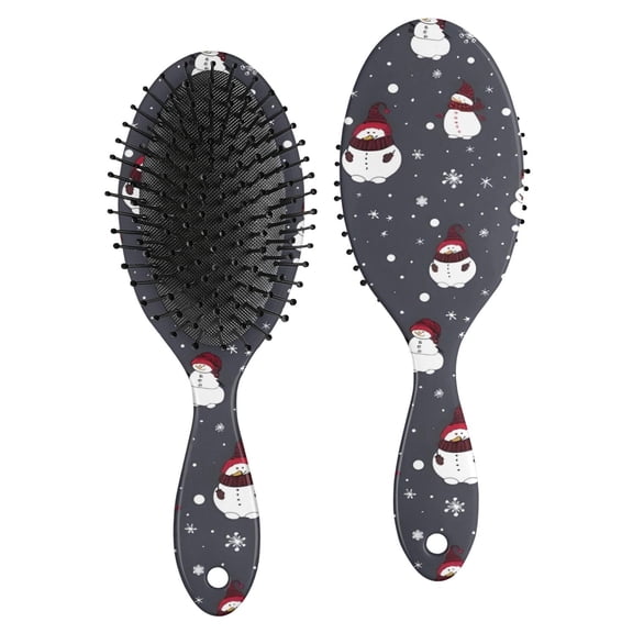 Dark Christmas Snowman Pattern Hair Brush,Girls Detangling Hair Brush,Glide Through Tangles with Ease for Wet & Dry Hair,8.8"X2.8"