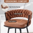 thumbnail image 4 of MYFUNT Bar Stools Set of 4, 30" Counter Height Stools, 180° Swivel Woven Back Barstools with Metal Footrest, Modern Bar Stools for Kitchen Island, Cafe, Pub, Whiskeybrown, 4 of 7