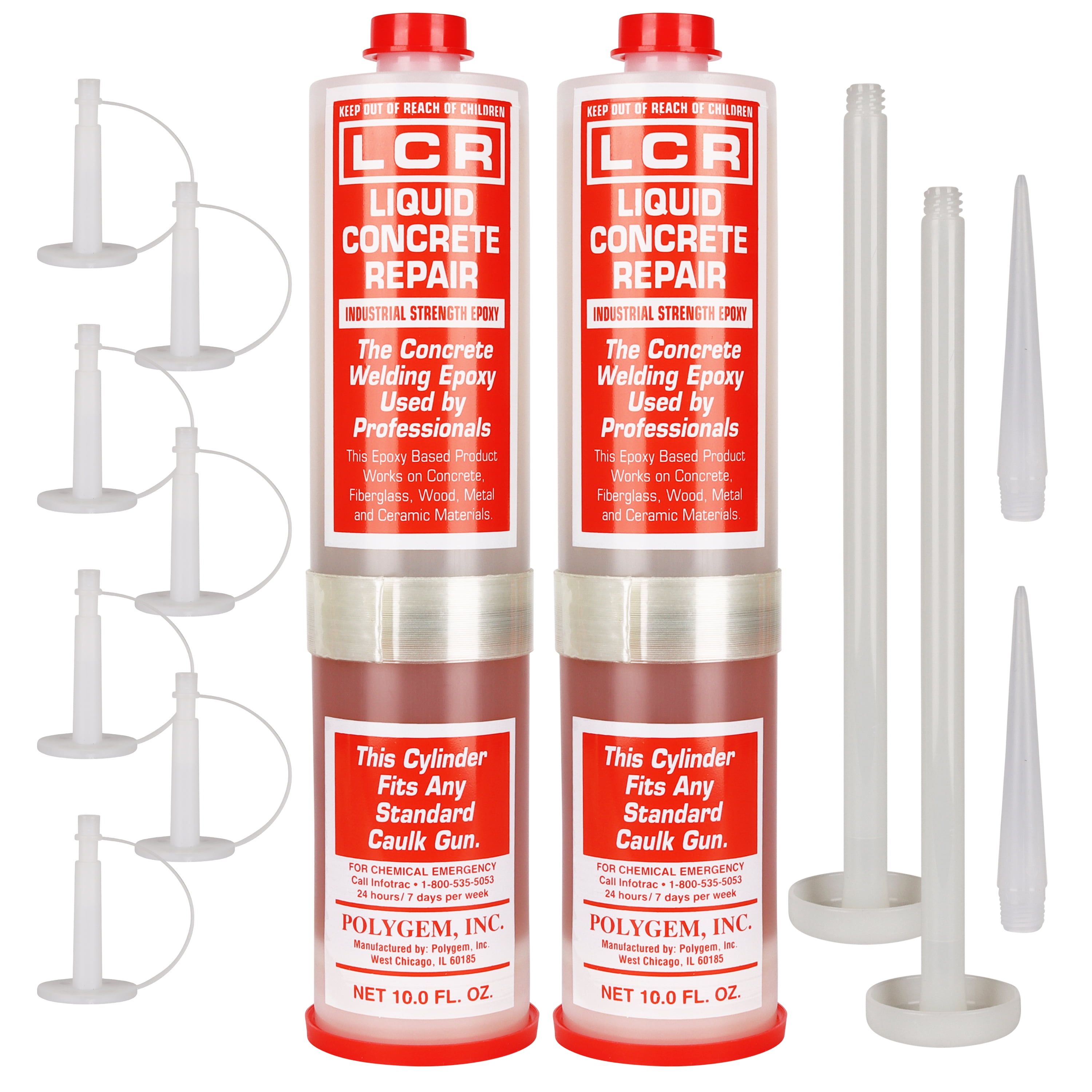 Polygem Concrete Crack Repair Epoxy Injection Kit, 11 Piece, Gray/Tan