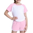 thumbnail image 2 of Summer Outfits Girls 2 Piece Raglan Sleeve T Shirt and Shorts Athletic Lounge Set, 2 of 4