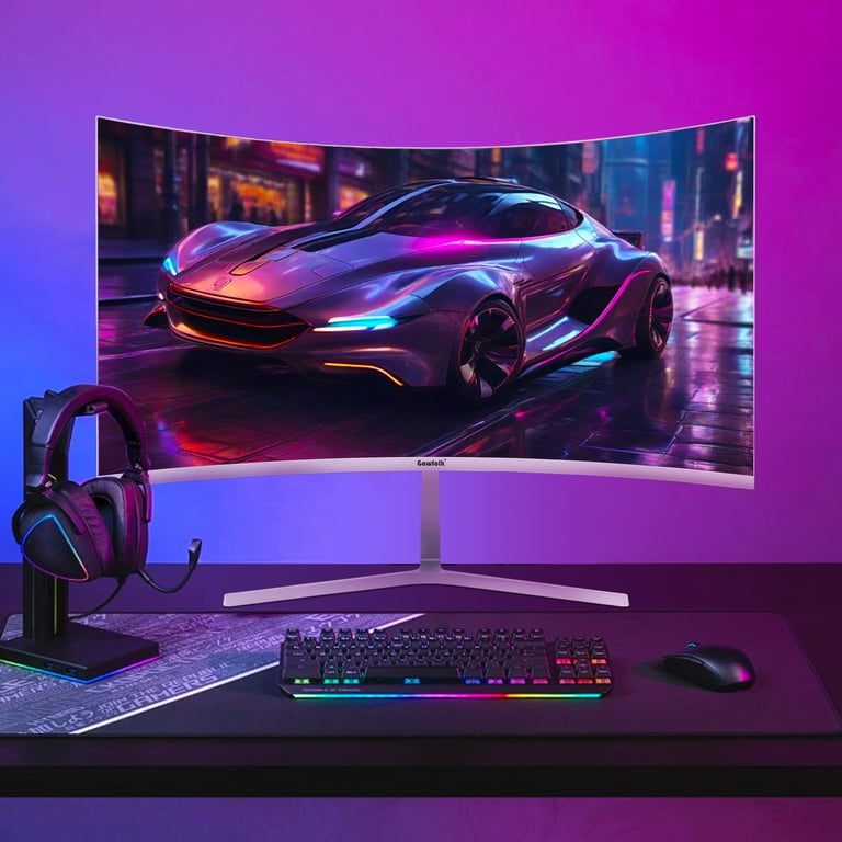 Gawfolk 27" Curved Gaming Monitor 180Hz 1ms, FHD 1080P VA with AMD FreeSync, HDMI/DP, VESA Wall Mount, White