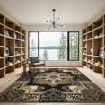 thumbnail image 2 of ODIKA 9'x12' Washable Area Rug Transitional Distressed Brushstroke Interlocking Geometric Abstract Flowing for Dining Room, Basement, Large Office, Non-Slip Chair-Friendly, 2 of 7