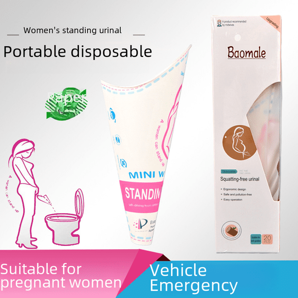 Urinario de papel desechable para mujeres, urinario de pie para mujeres, urinario de exterior para mujeres embarazadas, bolsa de orina de emergencia para automóvil