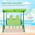 thumbnail image 4 of Outsunny Kids Patio Swing, Adjustable Canopy Swing Glider, Kids Outdoor Swing Chair with 2 Seats, Seat-Belted Safety, Green, for Ages 3-6, 4 of 9