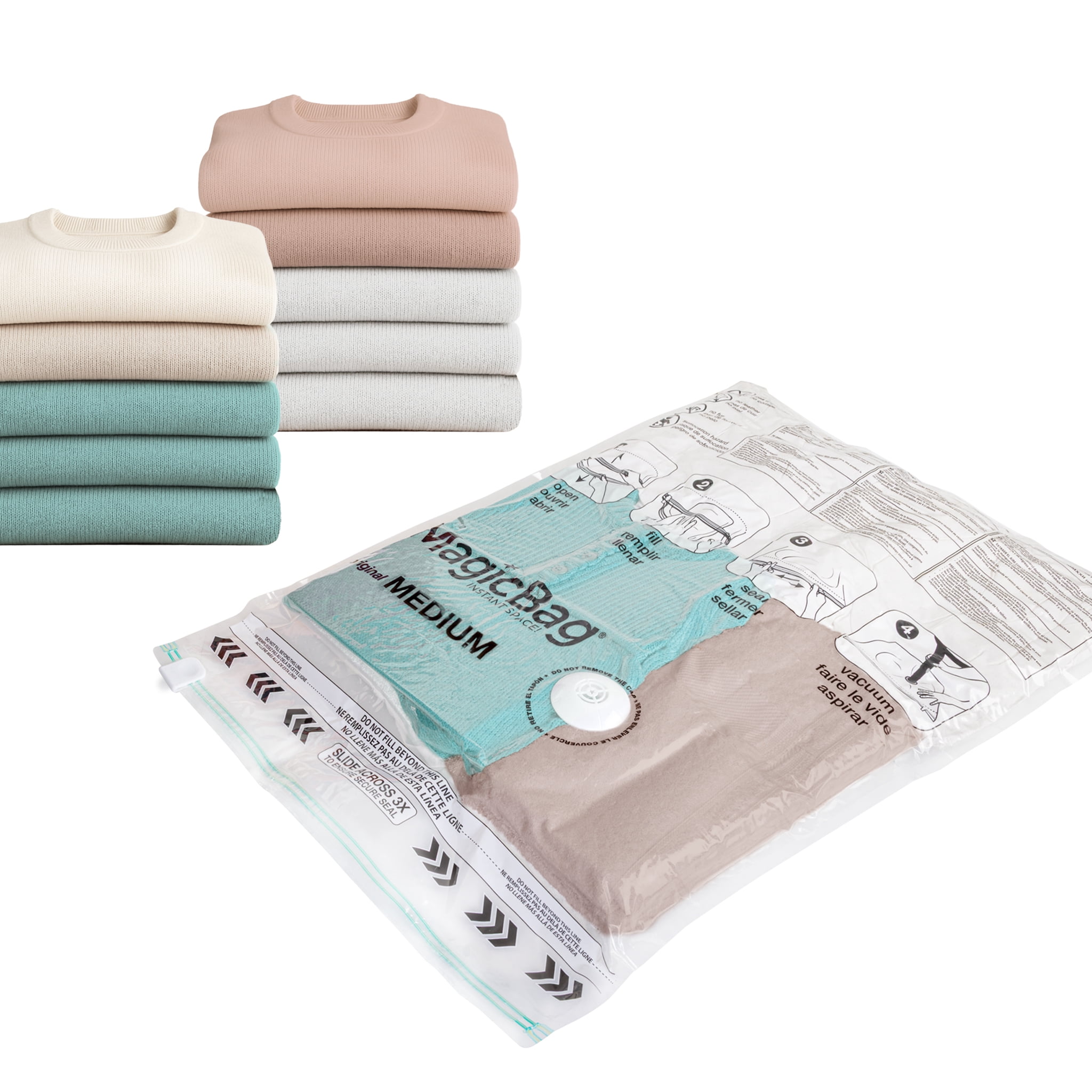 MagicBag Variety Pack Vacuum Storage Bags, 20 Pack Flat Compression Bags for Clothing & Bedding, Space Saving & Airtight