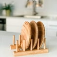 thumbnail image 3 of Bamboo Dish Drying Rack, 100% Natural Wood Dishware Holder, Set of 2 Plate & Cup Drainers, Pot Lid Organizer, Eco-Friendly Countertop Organizer, 3 of 6