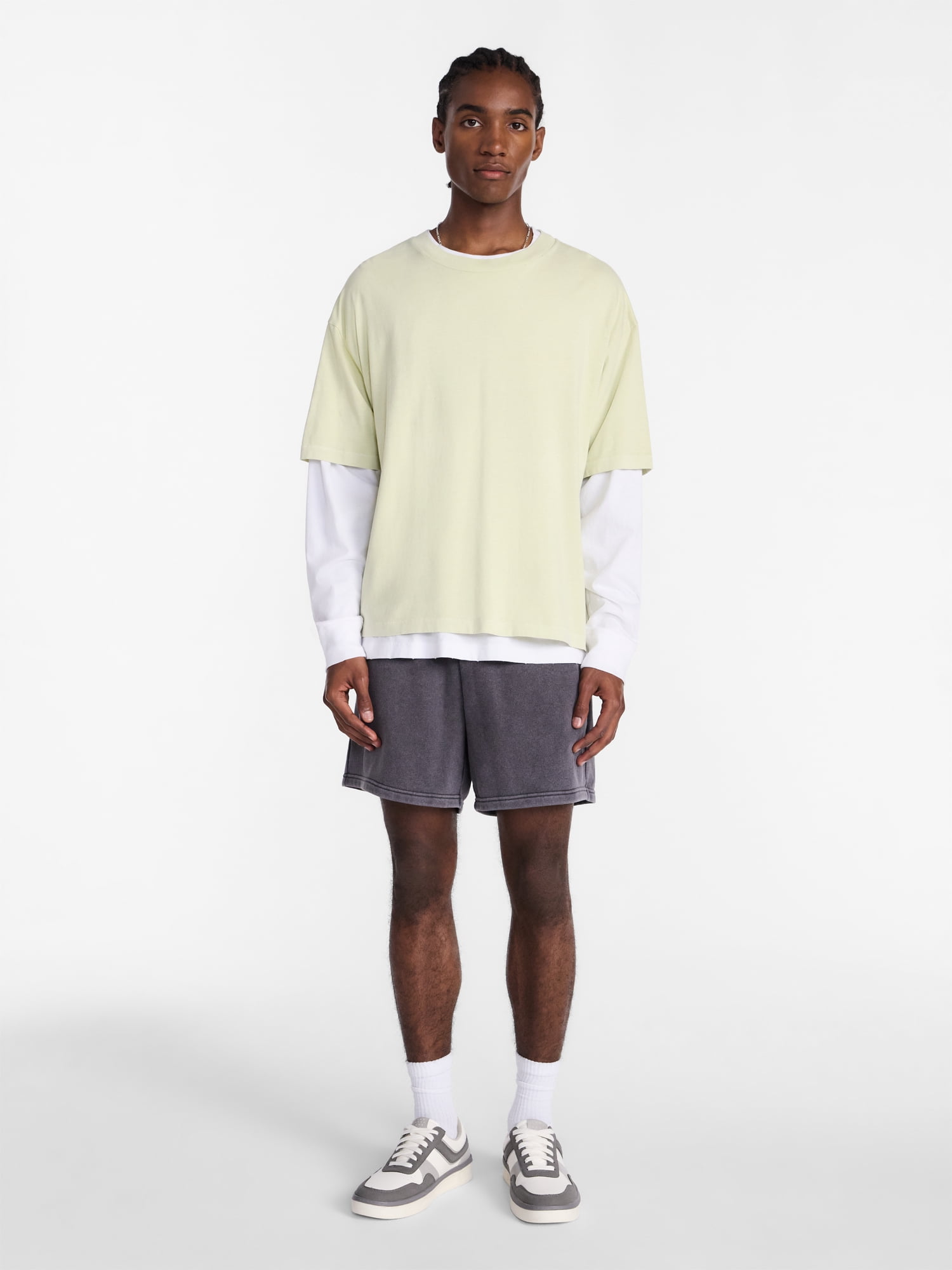 No Boundaries Cotton Oversized Cropped Tee with Short Sleeves, Men's and Big Men's XS-5XL