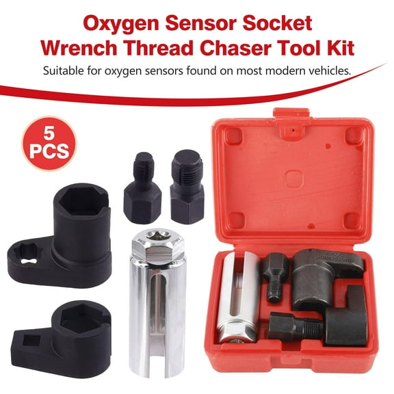 FOUNDLDF 5-Piece Automotive Oxygen Sensor Tool Set – Offset Wrench & Thread Chaser for Easy O2 Sensor Removal