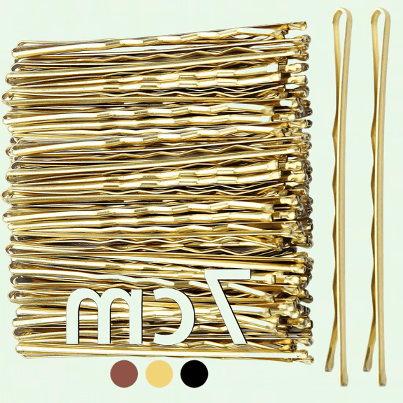 Hair Grips 7cm 50pcs - Blonde Hair Pins, Waved Bobby Pins, Long Kirby Grips - Essential Hair Accessories for Women & Girls, Suitable for All Hair Types