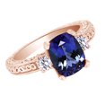 thumbnail image 2 of AFFY (3.29ct) Simulated Blue Tanzanite & White Diamond Three Stone Vintage Style Engagement Ring In 14k Solid Gold With Ring Size 12, 2 of 2