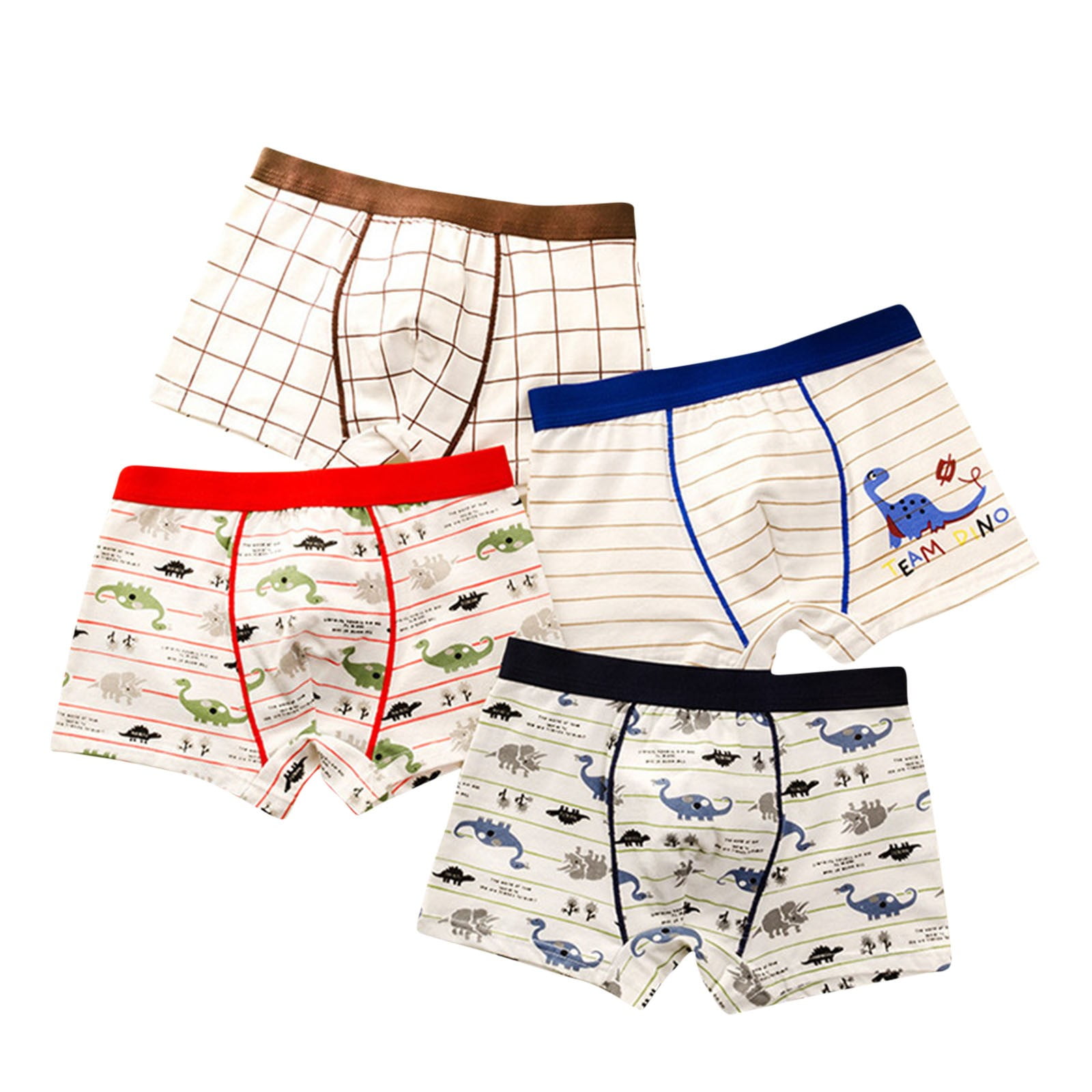 CYRBOKO Boxer Shorts for Boys Elastic Waist Cotton 4-pack Stretchy Boys Underwear White Size 13-14 T
