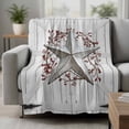 thumbnail image 2 of Texas Star Retro Blanket Soft Cozy Warm Throw Blanket for Couch, Plush Fuzzy Flannel Fleece Blankets for Sofa, Vintage White Wooden Berry Bed Blankets Lightweight Gifts for Women, 40"x60", 2 of 9