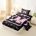 thumbnail image 2 of Erosebridal Black Pink Bow Twin Sheet Sets for Girls, Cartoon Letter M Bedding, 3pcs, 2 of 5