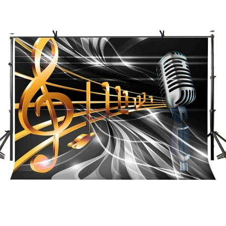 Image of ABPHOTO Polyester 7x5ft Dream Music Backdrop Dream Music Symbol Microphone Photography Background and Dream Music Party Backdrop Props