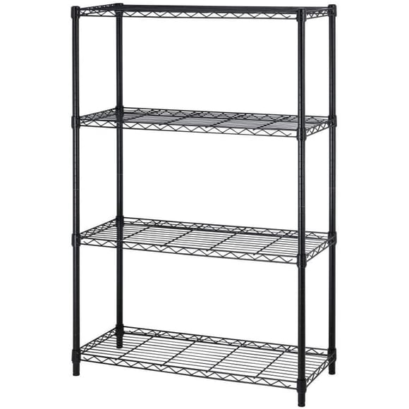 FDW BestOffice 4-Tier Metal Wire Shelving Unit, Adjustable Heavy-Duty Storage Rack, 1000 Lbs Capacity, Commercial Steel Organizer, 14"x36"x54", Black