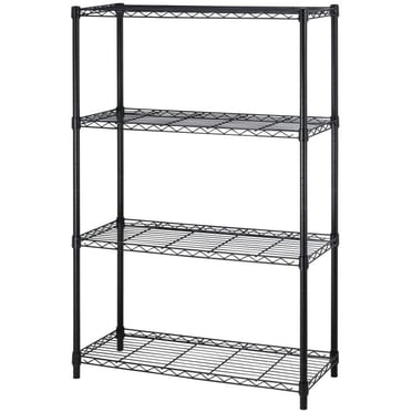 FDW BestOffice 4-Tier Metal Wire Shelving Unit, Adjustable Heavy-Duty Storage Rack, 1000 Lbs Capacity, Commercial Steel Organizer, 14"x36"x54", Black