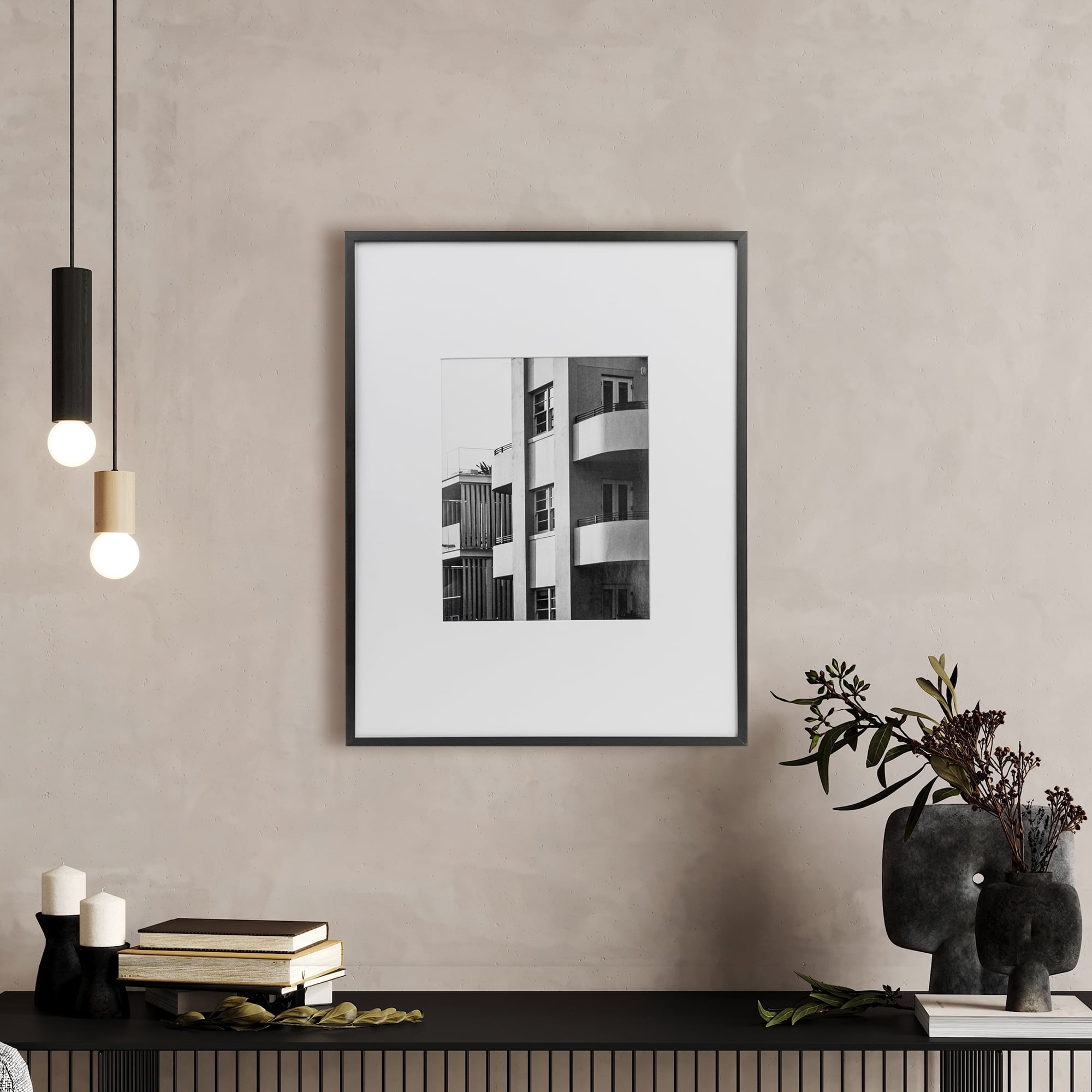 Better Homes & Gardens – 8x10 Picture Frame – Black Matted Gallery Wall Photo Frame