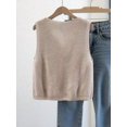 thumbnail image 3 of Women's Versatile V-Neck Knit Vest, Spring/Summer Fashion Piece, Button Front Sleeveless Cardigan Knitwear Top Black Fall, 3 of 4