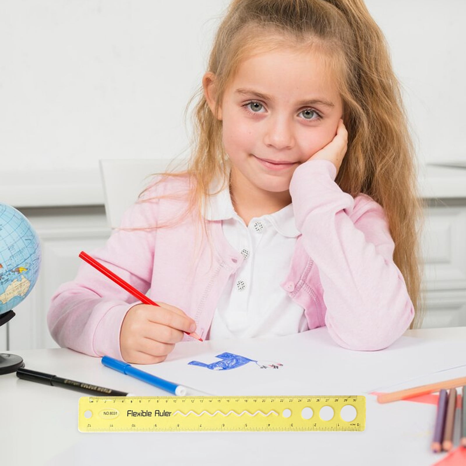 Yhmxh Flexible Ruler, 12 Inch Rubber Plastic Ruler, Transparent Bendable Rulers, Shatterproof Straight Edge Ruler Soft Ruler for Office,Dual Side Rulers Office Ruler Straight Soft Ruler, Yellow