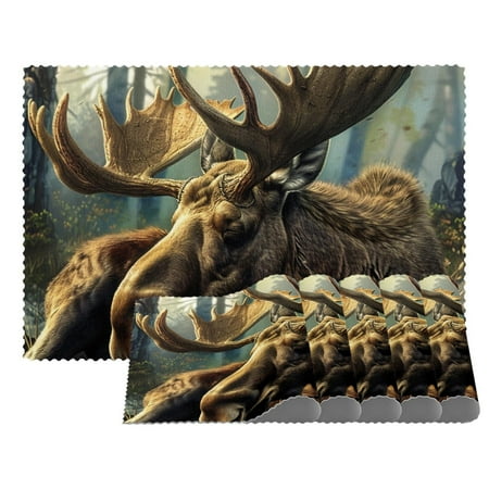 

Placemats Set of 6 Non Slip Washable Table Placemats Elk Wild Life Painting