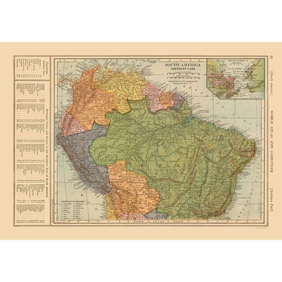 Historic Map - South America Northern - Reynold 1921 - 32.78 x 23 - Vintage Wall Art