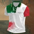 thumbnail image 2 of MNCEKFOD Mens Polo Shirts Stylish Italian Flag Printed Button Down Shirts Short Sleeve Leisure Mens Tops Green XL, 2 of 3