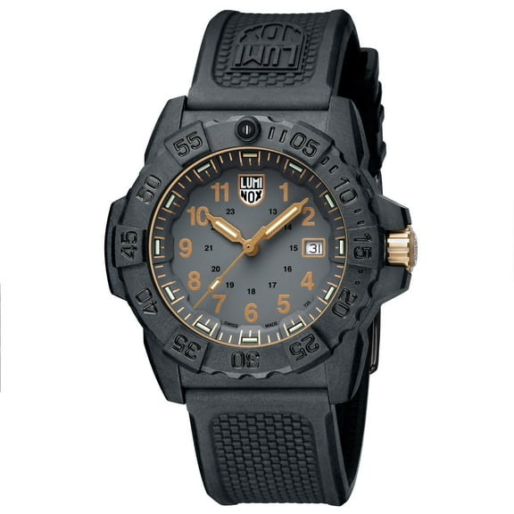 Luminox 3508.Gold Men's Navy Seal Black Dial Rubber Strap Watch