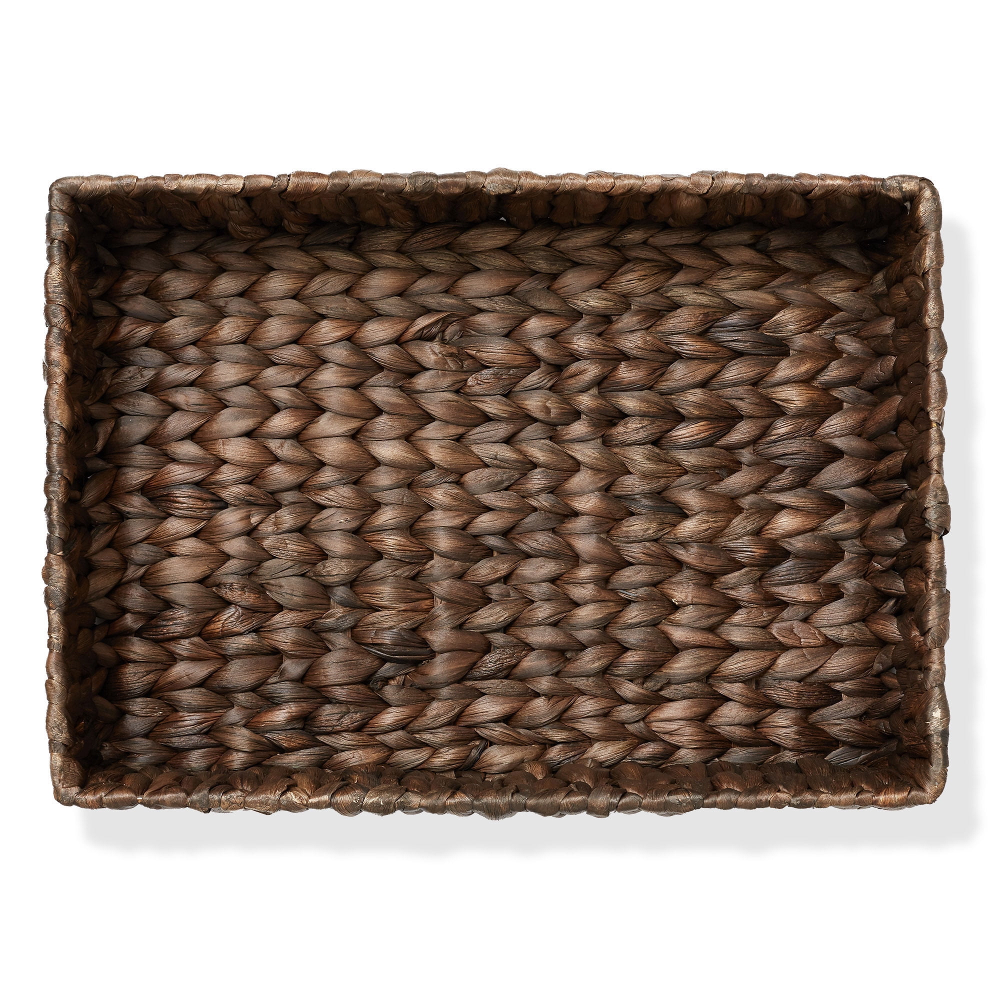 Casafield Bathroom Storage Baskets - Set of 2, Espresso - Water Hyacinth, 15.75" W x 11.25" D x 3.25" H, Woven Toilet Paper, Tissue, Shelving Bins