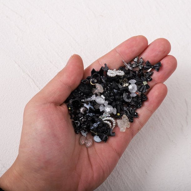 Accesorios para lazos de uñas Diamante 100 mixto hecho a mano resina rosa tridimensional negro blanco Aurora