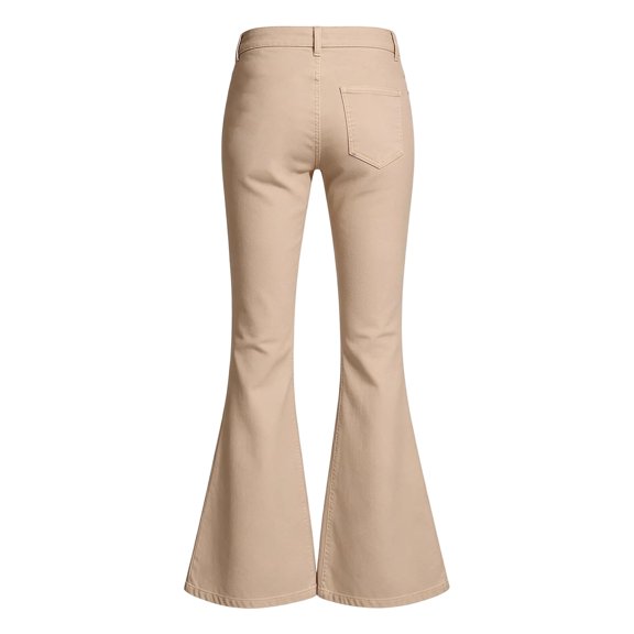 Bysome Girls Pants First Day of School Solid Color Elastic Waist With Pockets Flared Trousers Back to School Fashion Girls Pants Size 5-6 Years Khaki
