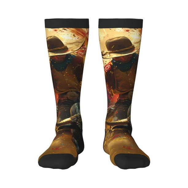 Balery Colorful Bull Western Man Calcetines novedosos Calcetines deportivos Calcetines hasta la rodilla Calcetines de algodón Calcetines originales y geniales