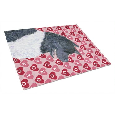 Akita Hearts Love and Valentines Day Portrait Glass Cutting Board Large