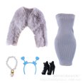 thumbnail image 1 of Ropa de moda para muñecas XUQIANG Barbie Abrigo de felpa de piel 1/6, 1 of 5