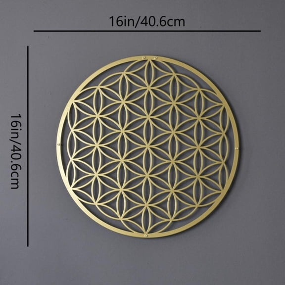 HELLOYOUNG Flower of Life Metal Wall Art Sacred Geometry Decor for Living Room Bedroom Above Couch Elegant Lotus Sculpture