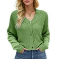 thumbnail image 2 of Vedolay Fall Sweaters for Women Long Sleeve Open Front Sweaters Coat 2023 Green,M, 2 of 5