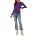 thumbnail image 2 of Unique Bargains Women's Round Neck Front Twist Top Long Sleeve Blouse, 2 of 7