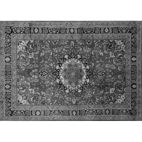 Ahgly Company Indoor Rectangle Medallion Gray Traditional Area Rugs, 5' x 7'