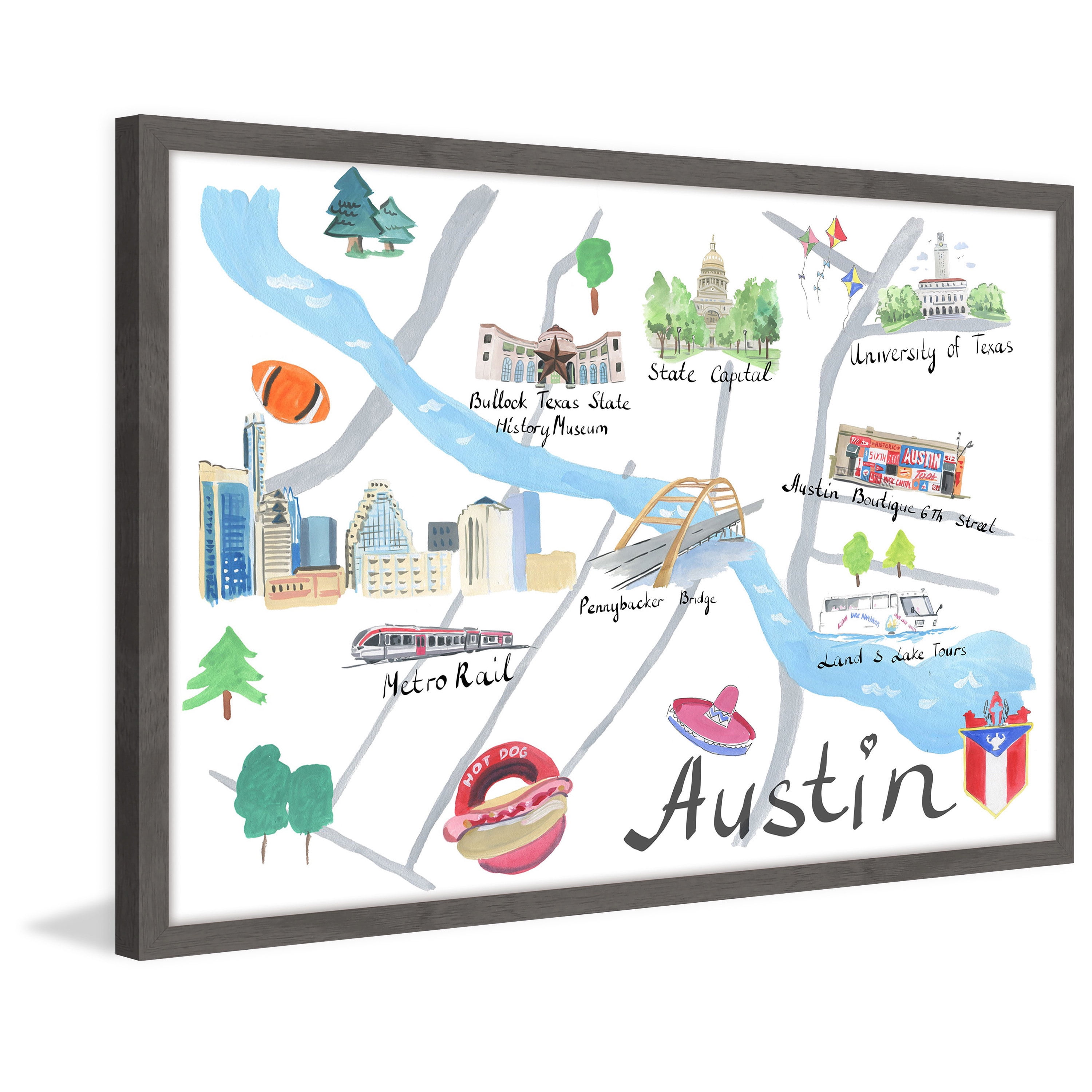 "Lively Austin" Framed Painting Print