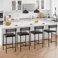 thumbnail image 1 of Set of 4 37-pulgada bar stools con metal legs, pu asientos, backrests, y footrests - rustic gris kitchen height forrado stools para dining room, kitchen, y party, 1 of 7